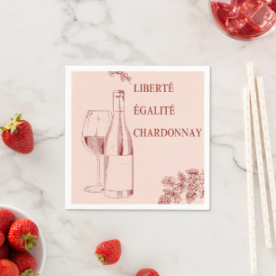 Servilleta De Papel Liberté Égalité Chardonnay Funny Wine Ilustracion