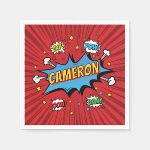 Servilleta De Papel Libro de Cómic de Cumpleaños de Superhéroe