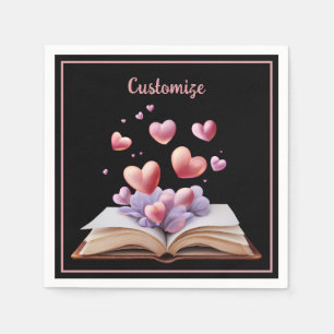 Servilleta De Papel Libro De Corazones Negro