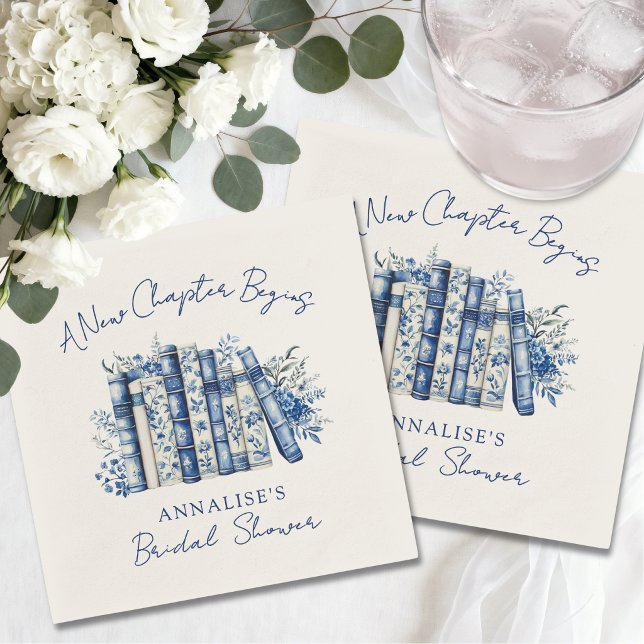 Servilleta De Papel Libro Nuevo Capítulo Tórrida lluvia de Novia Wildf (Book New Chapter Wildflower Bridal Shower Napkins)