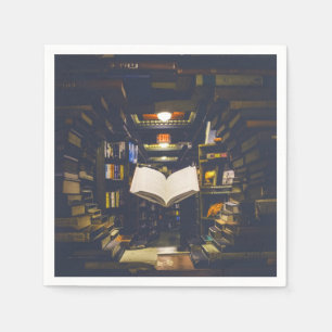Servilleta De Papel Libros de biblioteca estantes libro abierto lectur