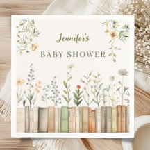 Libros de flores silvestres Baby Shower neutral en