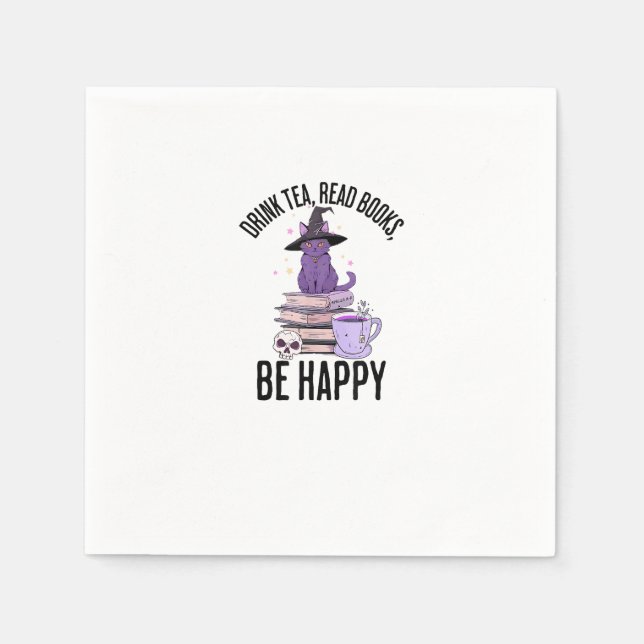 Servilleta De Papel Libros de lectura de bebidas Diseño de Halloween d (Anverso)