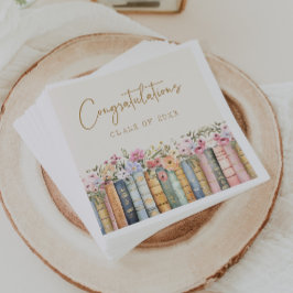 Servilleta De Papel Libros Florales Graduación