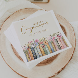 Servilleta De Papel Libros Florales Graduación