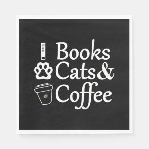 Servilleta De Papel Libros Gatos y Café