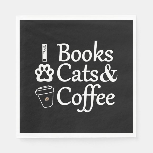 Servilleta De Papel Libros Gatos y Café (Anverso)
