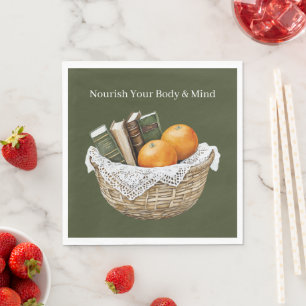 Servilleta De Papel Libros Verdes & Naranjas Alimento Frutal