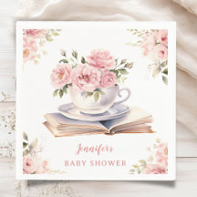 Libros y Brunch Baby Shower Niña Té Floral Rosa