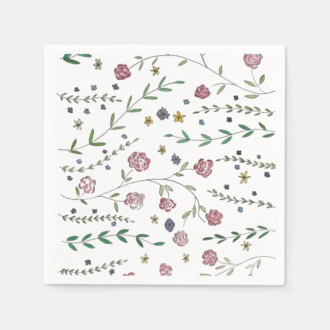 Servilleta De Papel Libros y flores Cócteles (Anverso)