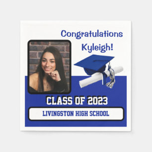 Servilleta De Papel Licenciado en Capa y Diploma, Royal Blue & White