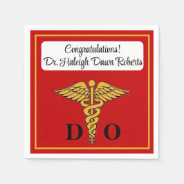 Servilleta De Papel Licenciatura en Medicina Caduceus Red & Gold