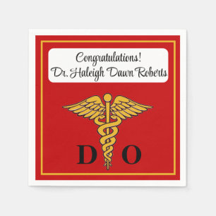 Servilleta De Papel Licenciatura en Medicina Caduceus Red & Gold