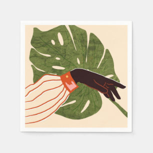 Servilleta De Papel Lienzo verde, acento rojo