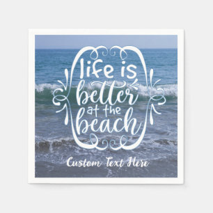 Servilleta De Papel Life is Better Beach Quote Ocean Personalizado