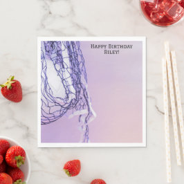 Servilleta De Papel Ligero Púrpura Neto de Cumpleaños y Voleibol