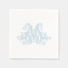 Servilleta De Papel Light Blue "M" Monogram Cocktail Napkins