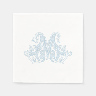 Servilleta De Papel Light Blue "M" Monogram Cocktail Napkins