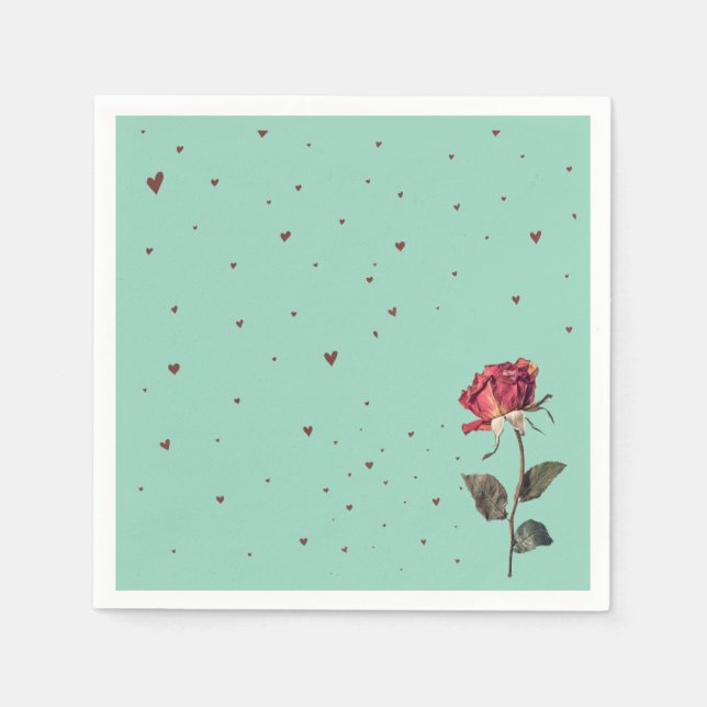 Servilleta De Papel light red rose printed  (Anverso)