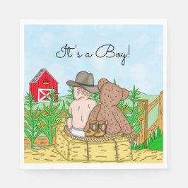 Servilleta De Papel Lil' Cowboy y Teddy Bear Baby Shower