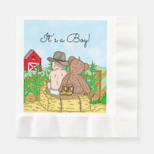 Servilleta De Papel Lil' Cowboy y Teddy Bear Baby Shower