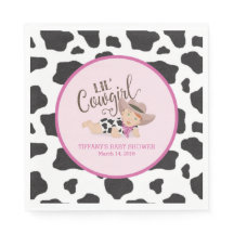 Lil' Cowgirl Baby Shower Napkins - Redhead
