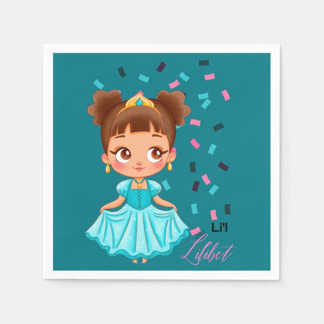 Servilleta De Papel Li'L Princess LILIBET Turquoise Bonito Girly Gift (Anverso)