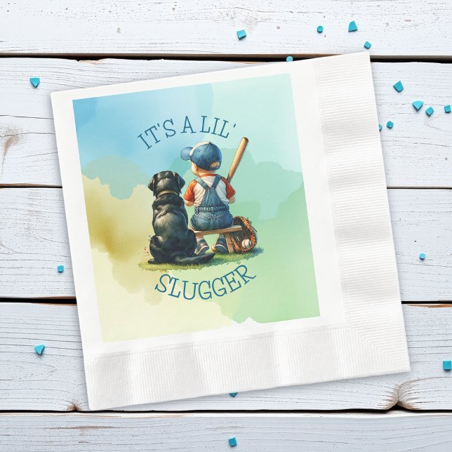 Servilleta De Papel Lil' Slugger con su perro | Baby Shower del niño (Subido por el creador)