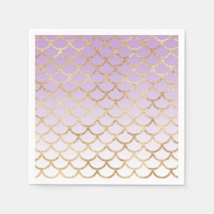 Servilleta De Papel Lila dorado purpura sirena brillo destellos femeni