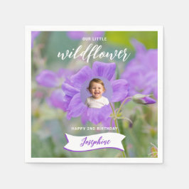 Servilleta De Papel Lila Flor Silvestre Personalizada Foto de Cumpleañ