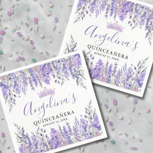 Servilleta De Papel Lila Floral Púrpura Quinceañera