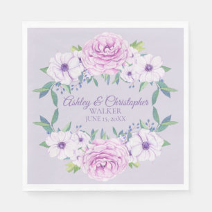 Servilleta De Papel Lila Lavanda Floral Personalizado Boda