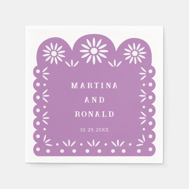 SERVILLETA DE PAPEL LILA MEXICAN PAPEL PICADO (Anverso)