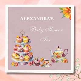 Servilleta De Papel Lilac Floral Tea Fiesta Baby Shower