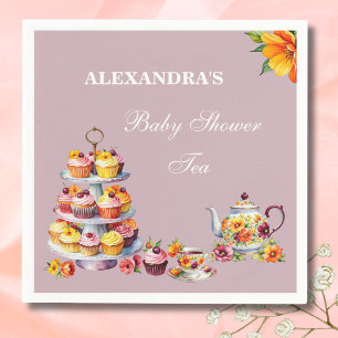 Servilleta De Papel Lilac Floral Tea Fiesta Baby Shower