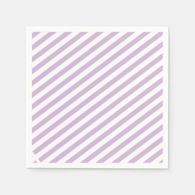 Servilleta De Papel Lilac Lavender Color Diagonal Rayo Boda (Anverso)