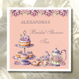 Servilleta De Papel Lilac Peach Floral Tea Party Bridal Shower