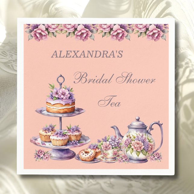 Servilleta De Papel Lilac Peach Floral Tea Party Bridal Shower (Subido por el creador)