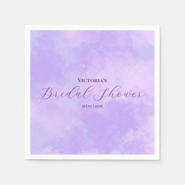 Servilleta De Papel Lilac Purple Dreamy Clouds Bridal Shower (Anverso)