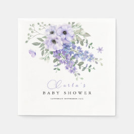 Servilleta De Papel Lilac purple floral baby shower 
