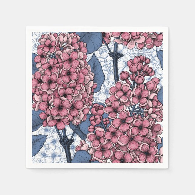 Servilleta De Papel Lilac rosa y azul (Anverso)