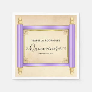 Servilleta De Papel Lilac vintage Scroll Quinceañera
