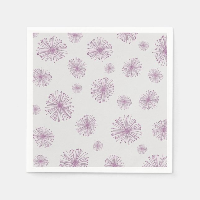 Servilleta De Papel Lilac Wishie Purple Pastel Dandelion Burst Bloom (Anverso)