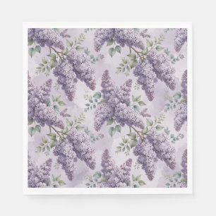 Servilleta De Papel Lilas Flores de Lila Verde Salvia Lavanda Polvorie