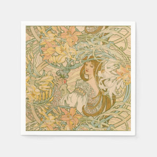 Servilleta De Papel Lilias Mucha Lenguaje de las Flores Art Nouveau Fe