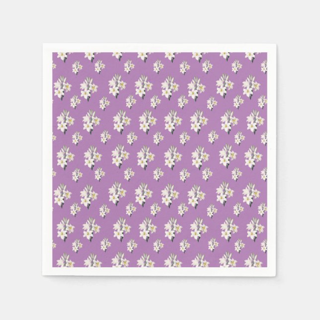 Servilleta De Papel Lilies Blancos Elegantes (Anverso)