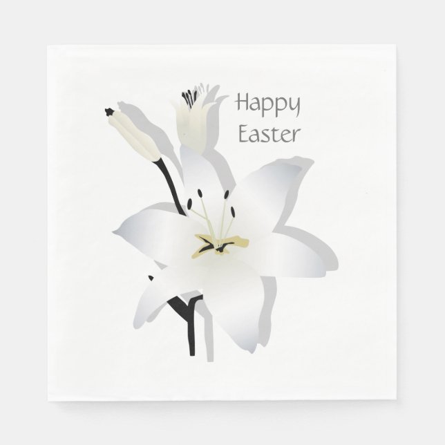 Servilleta De Papel Lilies White Easter Lily Fiesta Napkin (Anverso)