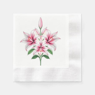 Servilleta De Papel Lilis rosadas pasteles con estilo Art Deco