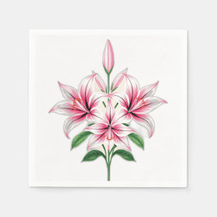 Servilleta De Papel Lilis rosadas pasteles con estilo Art Deco