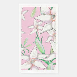 Servilleta De Papel Lillies blancos sobre el Ilustracion de fondo rosa